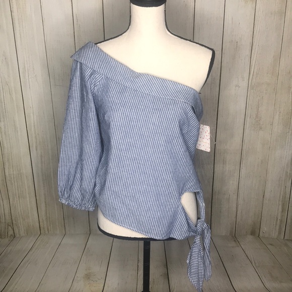 Free People Tops - Free People Get Down Striped One-Shoulder Top